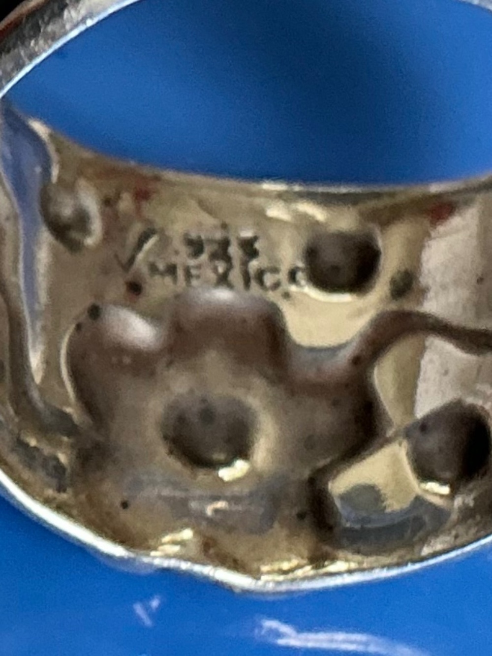 Vintage Mexico Sterling Silver Ring Signed Daisy Flower Band Oxidized Design - Picture 11 of 16